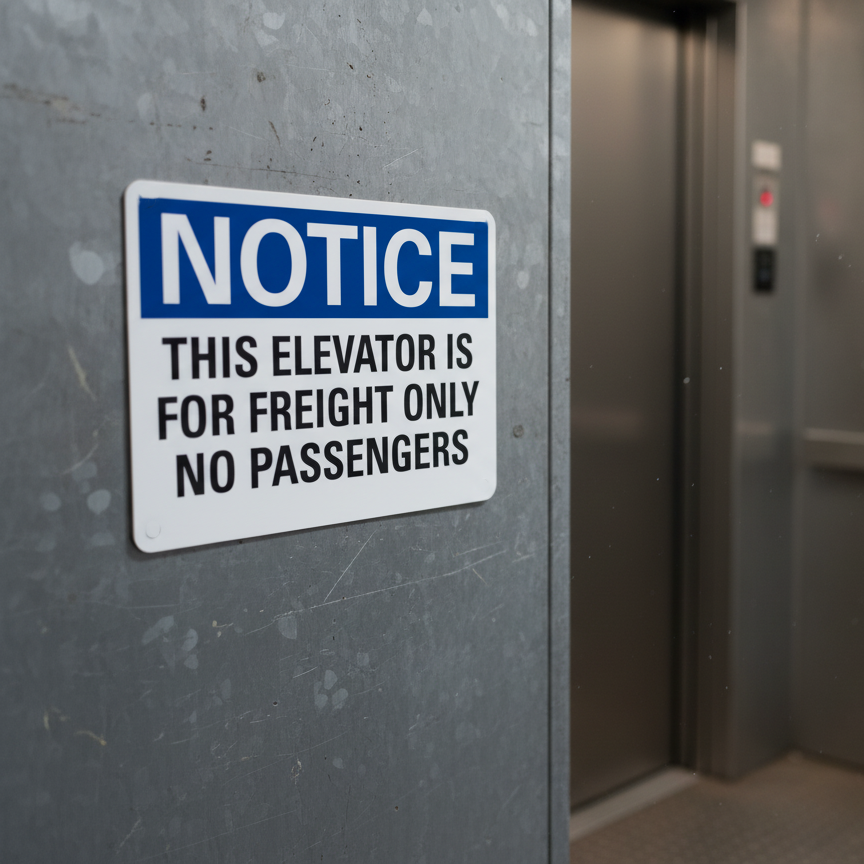 Notice This Elevator Is For Freight Only No