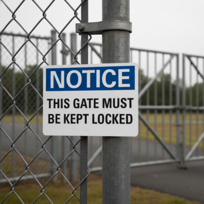 Notice This Gate Must Be Kept Locked