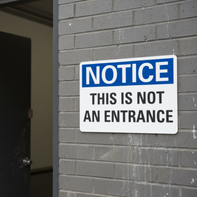 Notice This Is Not An Entrance