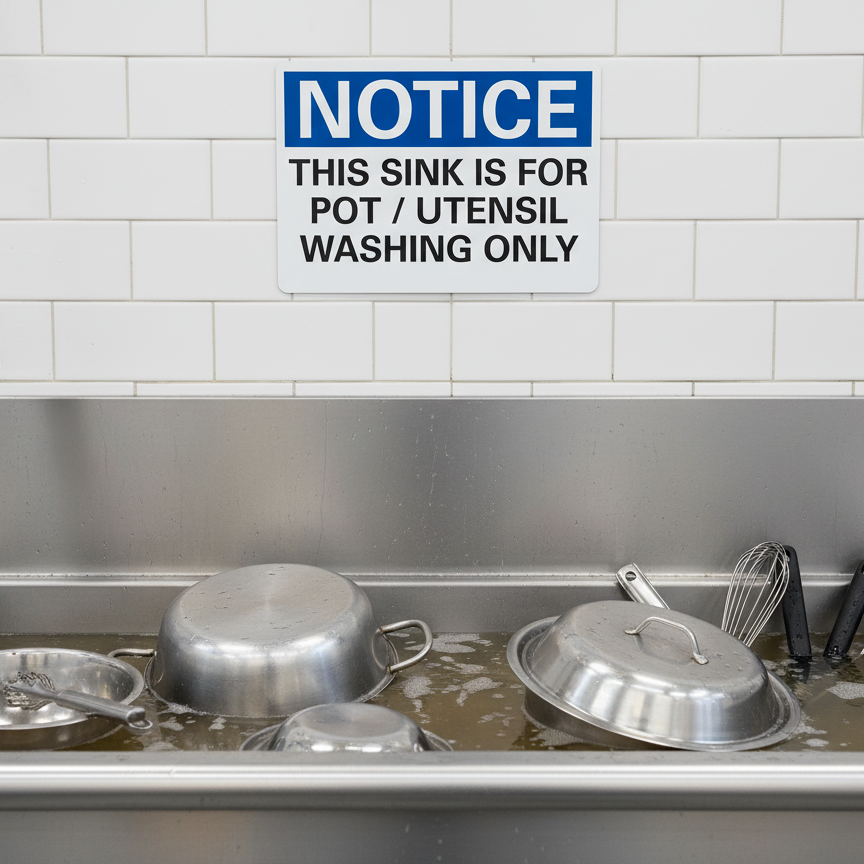 Notice This Sink Is For Pot/Utensil Washing Only