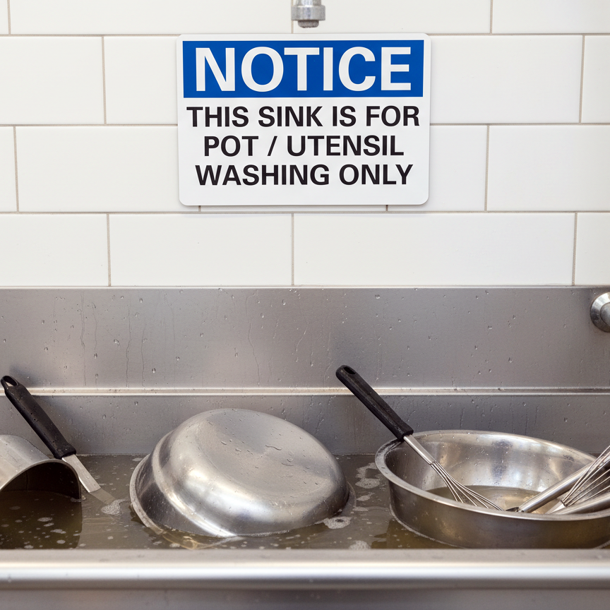 Notice This Sink Is For Pot/Utensil Washing Only - Image 2