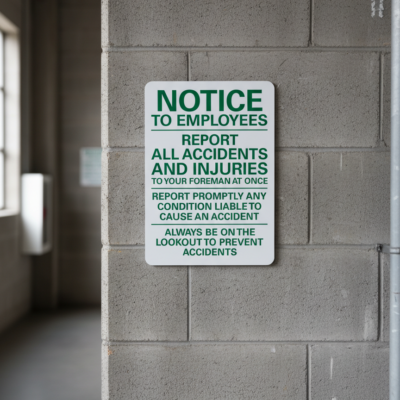 Notice To Employeesreport All Accidents And