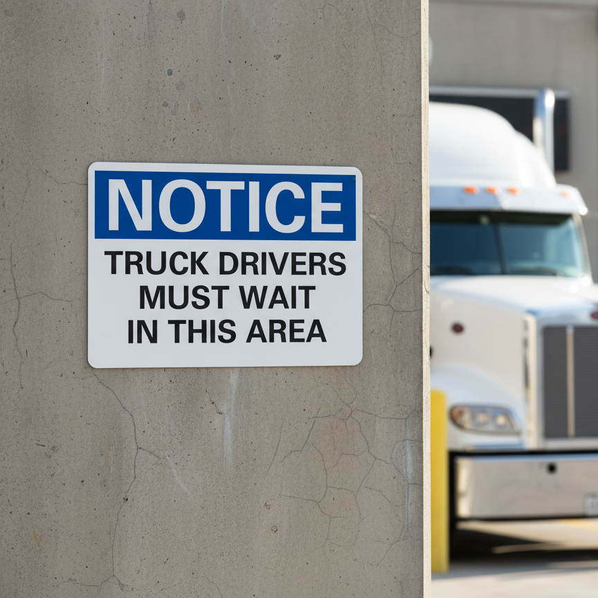 Notice Truck Drivers Must Wait In This Area