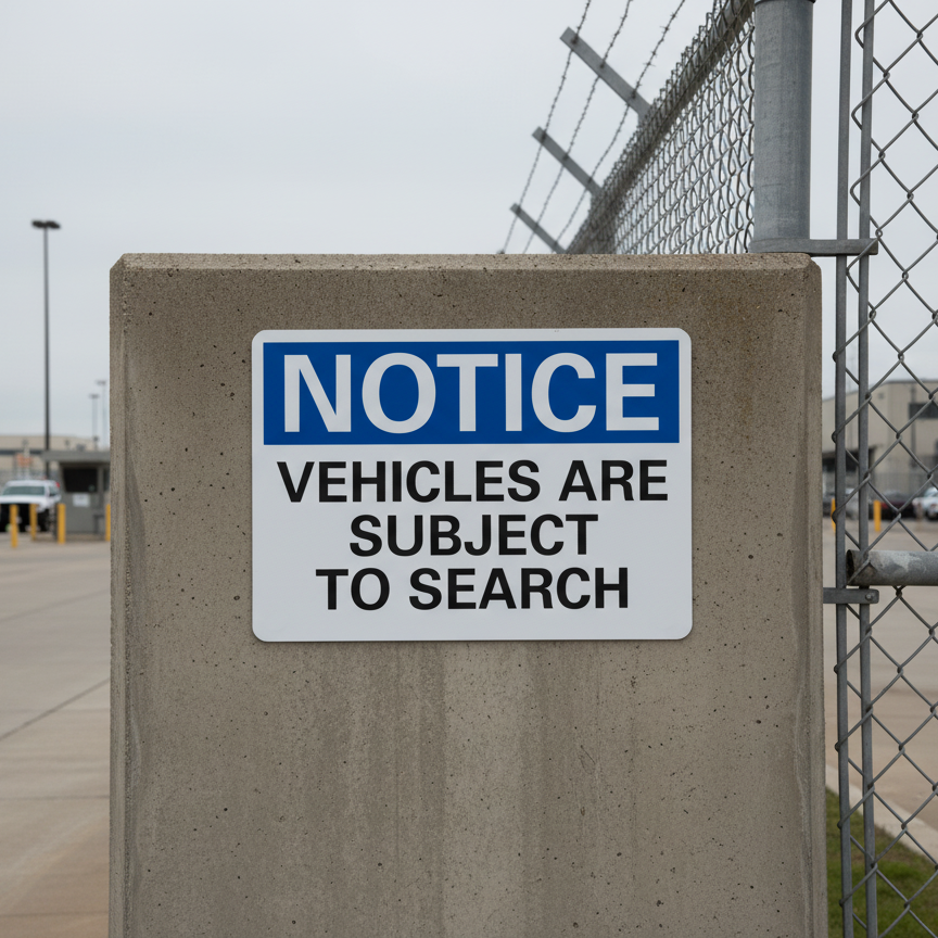 Notice Vehicles Are Subject To Search