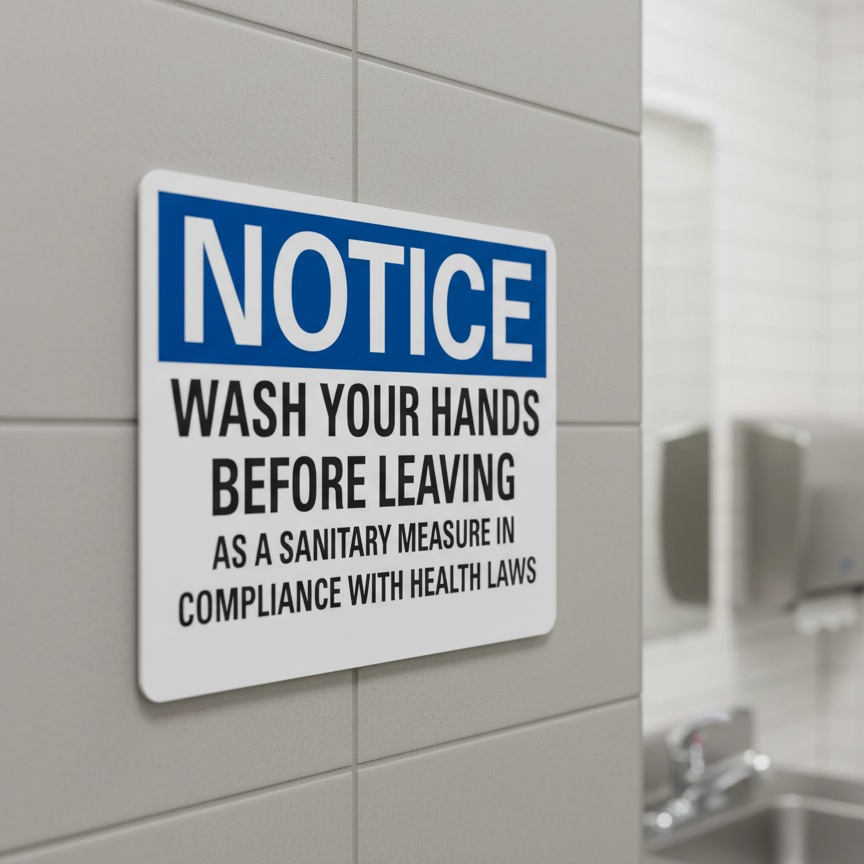 Notice Wash Your Hands Before Leaving As A Sanitary