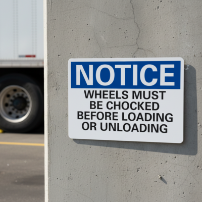 Notice Wheels Must Be Chocked Before Loading