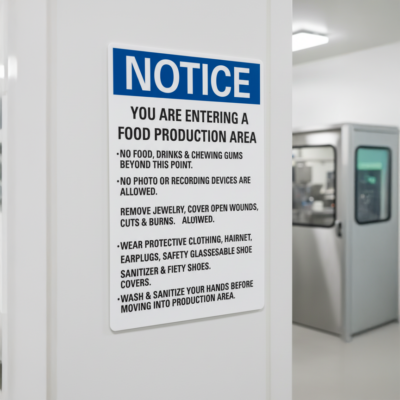 Notice You Are Entering Food Production Area