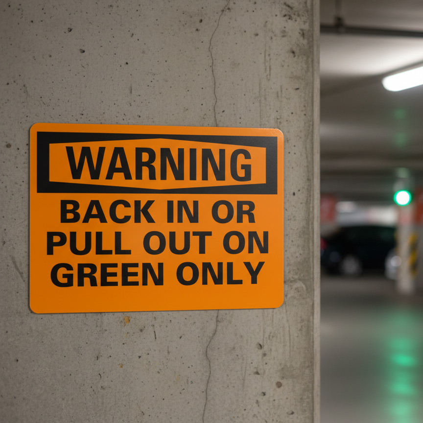 Warning Back In Or Pull Out On Green Only