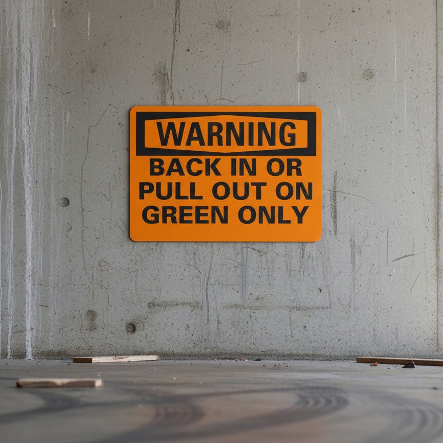 Warning Back In Or Pull Out On Green Only