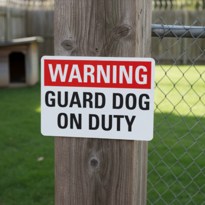 Warning Guard Dog On Duty