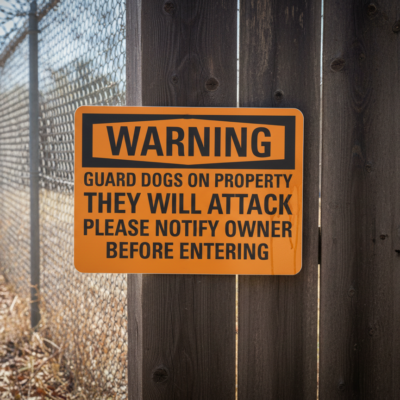 Warning Guard Dogs On Property They Will Attack