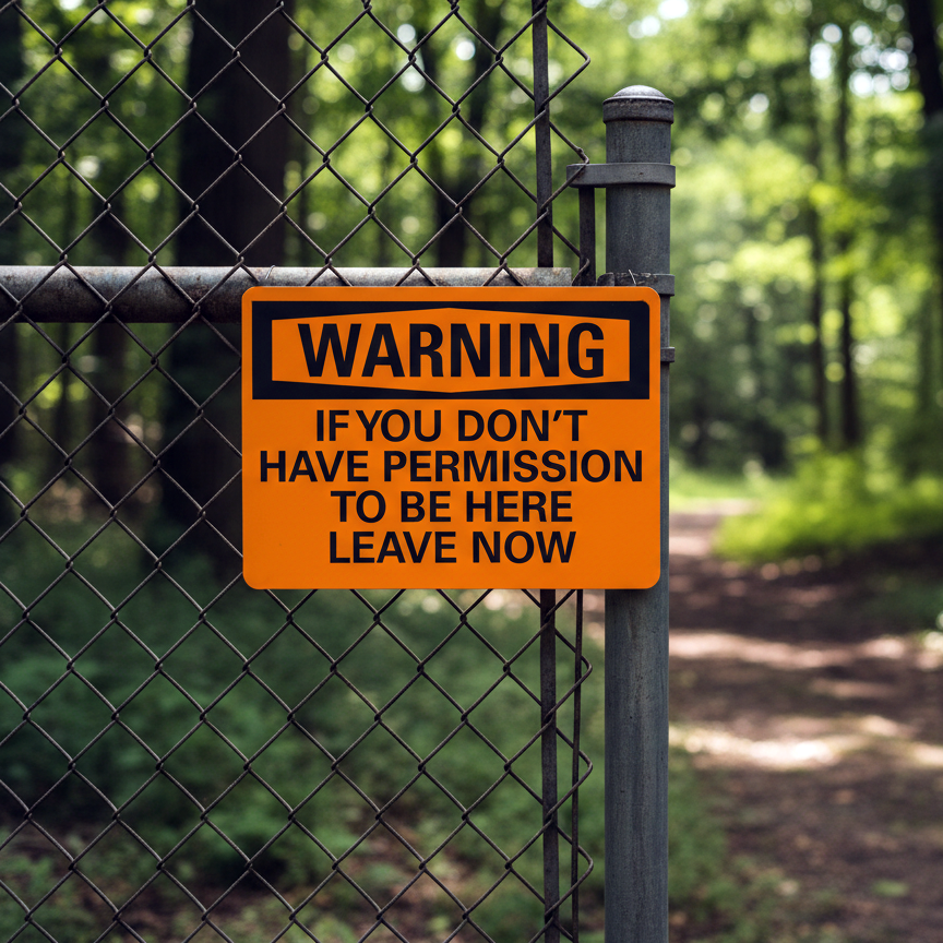 Warning If You Don'T Have Permission To Be - Image 2