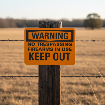 Warning No Trespassing Firearms In Use Keep Out