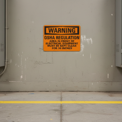 Warning Osha Regulation Area In Front Of Electrical
