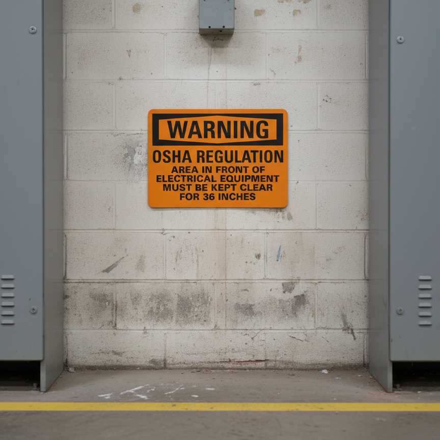 Warning Osha Regulation Area In Front Of Electrical - Image 2
