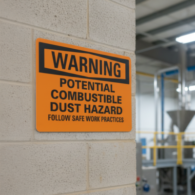 Warning Potential Combustible Dust Hazard Follow