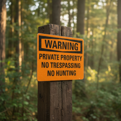 Warning Private Property No Trespassing No Hunting