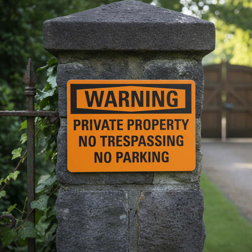 Warning Private Property No Tresspassing No Parking