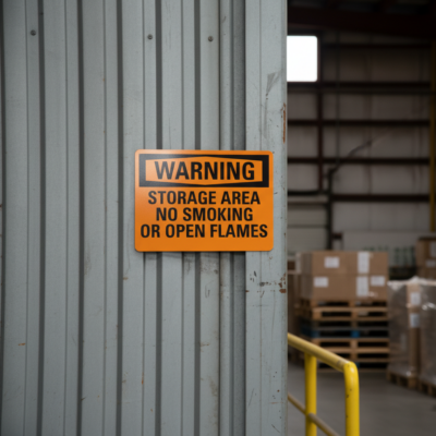 Warning Storage Area No Smoking Or Open Flames