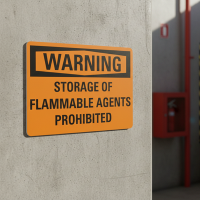 Warning Storage Of Flammable Agents Prohibited