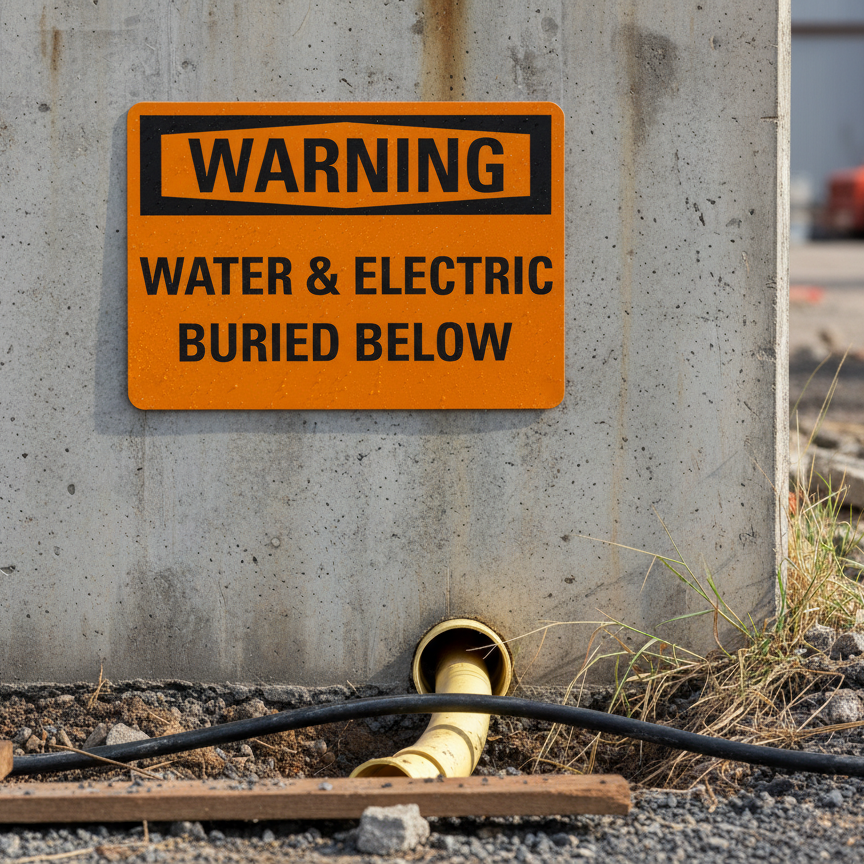 Warning Water & Electric Buried Below