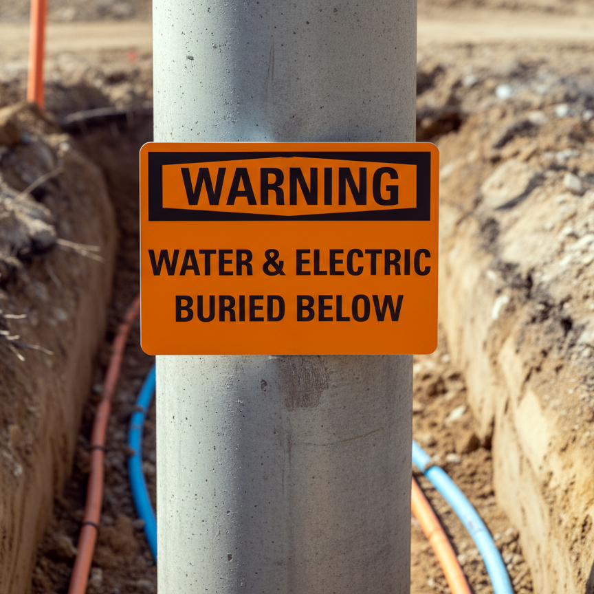 Warning Water & Electric Buried Below - Image 2