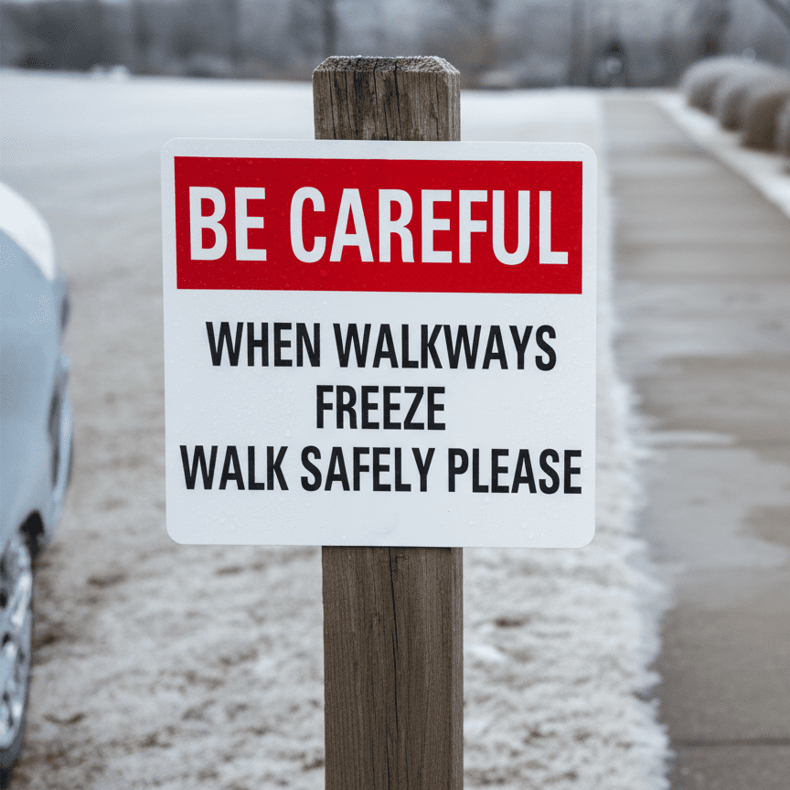 Be Careful When Walkways Freeze Walk Safely Please