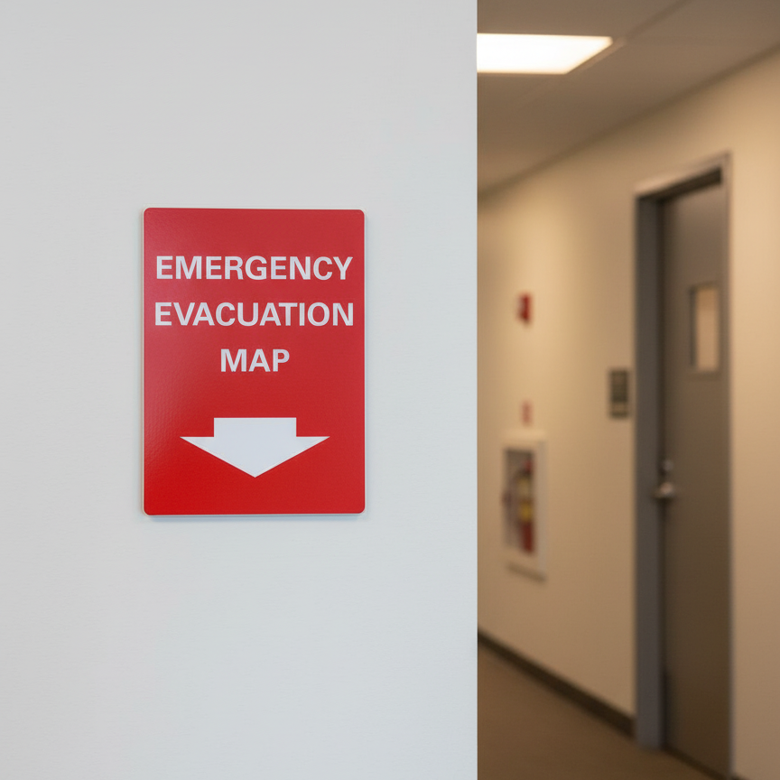 Emergency Evacuation Map (W/Down Arrow)