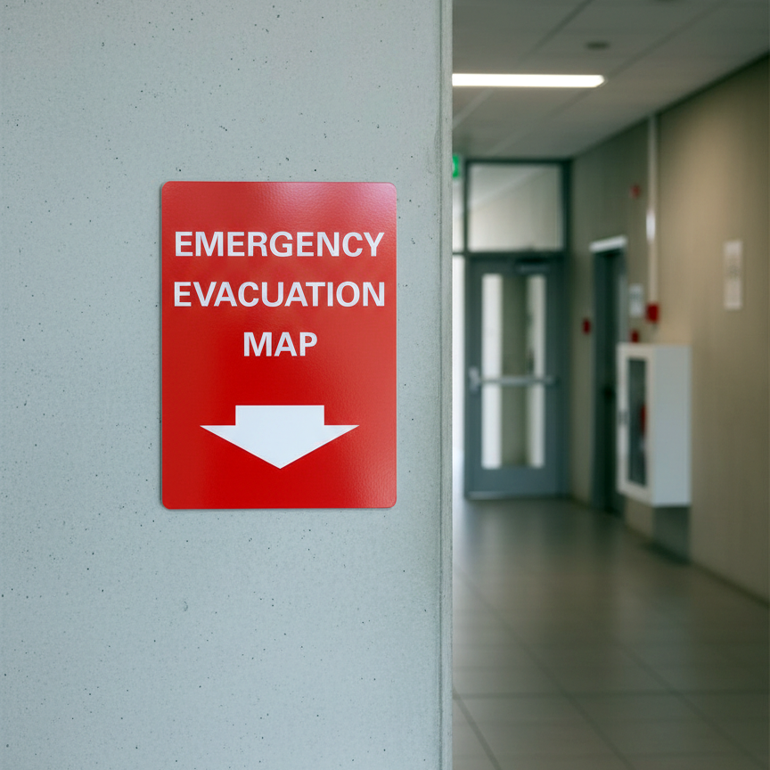 Emergency Evacuation Map (W/Down Arrow) - Image 2