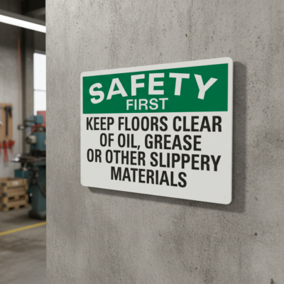 Safety First Keep Floors Clear Of Oil, Grease