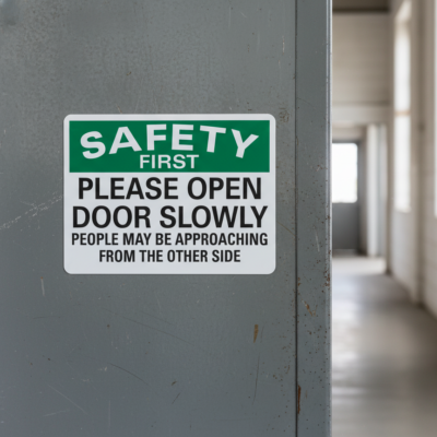Safety First Please Open Door Slowly People