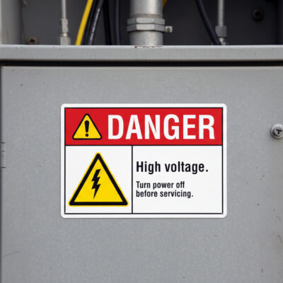 Danger High voltage. Turn power off before servicing.