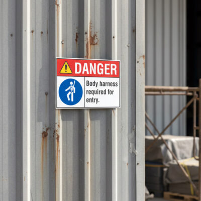 Danger Body harness required for entry.
