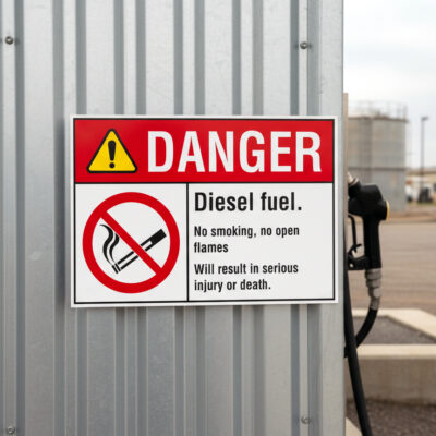 Danger Diesel fuel. No smoking. No open flames. Will