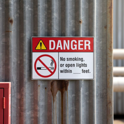 No smoking or open lights within ___feet. English