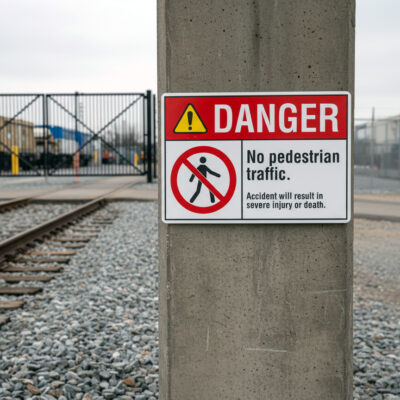 Danger No pedestrian traffic. Accident will result in