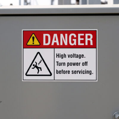 Danger High voltage. Turn power off before servicing.