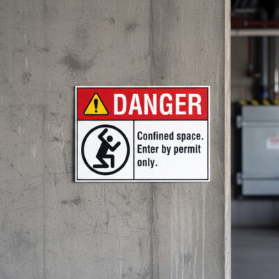 Danger Confined space. Enter by permit only.