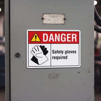 Danger Safety gloves required