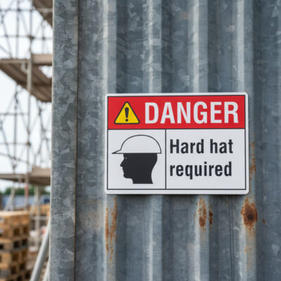 Danger Hard hat required