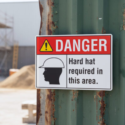 Danger Hard hat required in this area