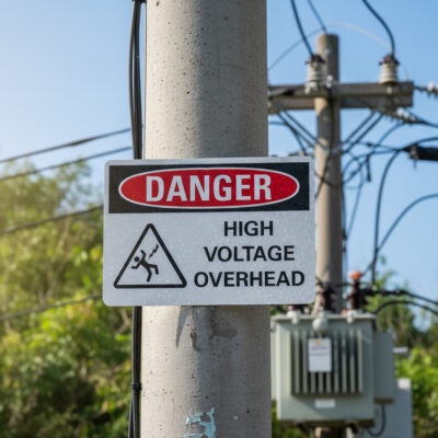 Danger High voltage overhead