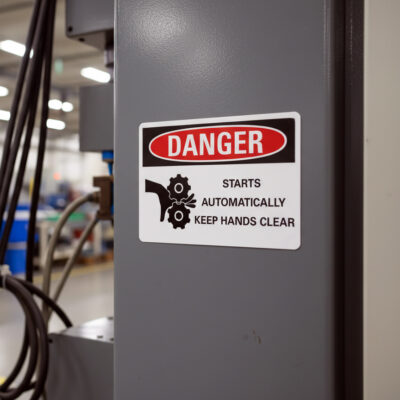 Danger Starts automatically keep hands clear
