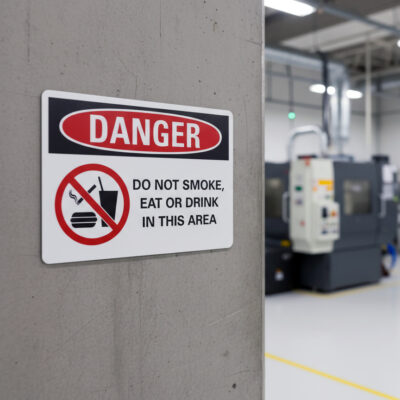 Do not smoke, eat or drink in this area English