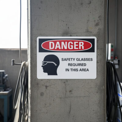 Danger Safety glasses required in this area