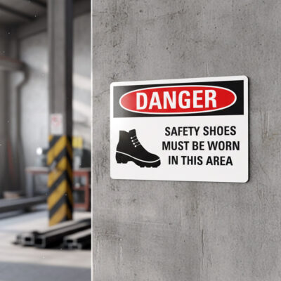 Danger Safety shoes must be worn in this area