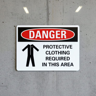 Danger Protective clothing required in this area