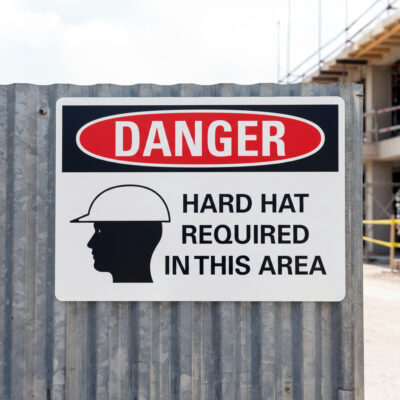 Danger Hard hat required in this area