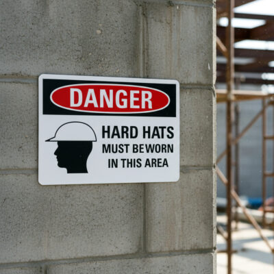 Danger Hard hats must be worn in this area
