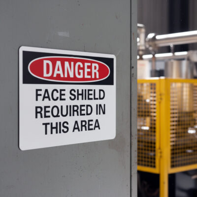 Danger Face shield required in this area